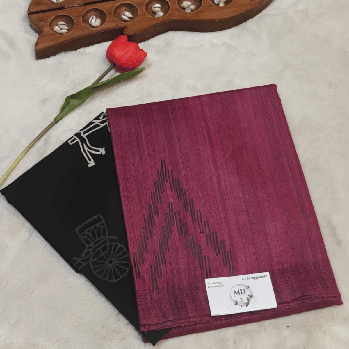 Pure jute tussar saree(Deep Burgundy)