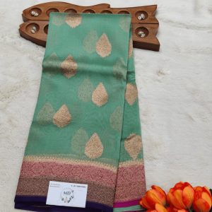 Raw Mango and kora banarasi silk(Jade Green)