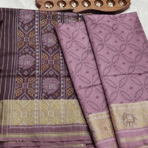 Tussar Banarasi semi saree(Dark Plum Aubergine )
