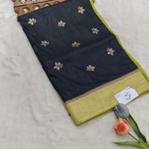 Semi munga Saree(charcoal black)