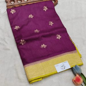 Semi munga Saree(wine-purple )