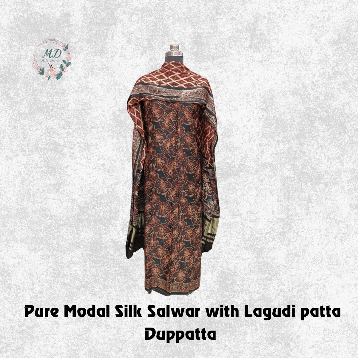 Pure Modal Silk Salwar (Rust Red) - Image 2