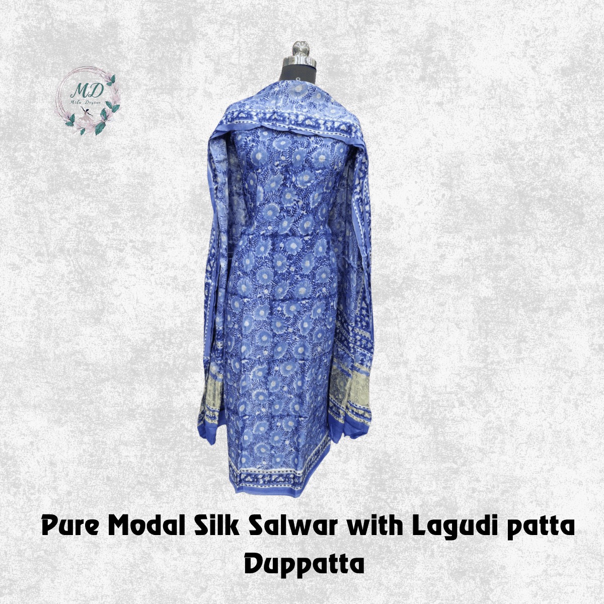 Pure Modal Silk Salwar ( Steel Blue) - Image 2