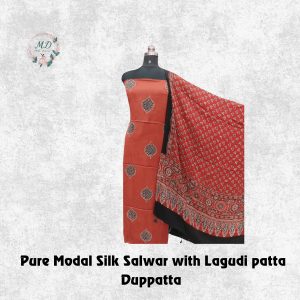 Pure Modal Silk Salwar(Rust Red Medallion )
